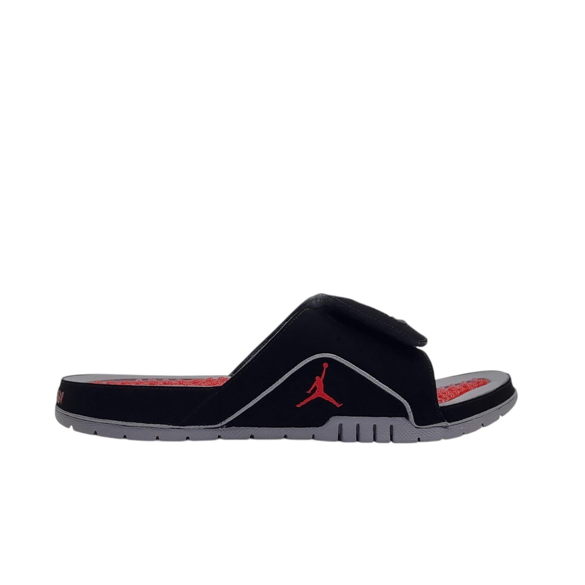 Jordan Hydro 4 Retro "Black/Fire Red/Cement Grey" Men's Slide - BLACK/RED
